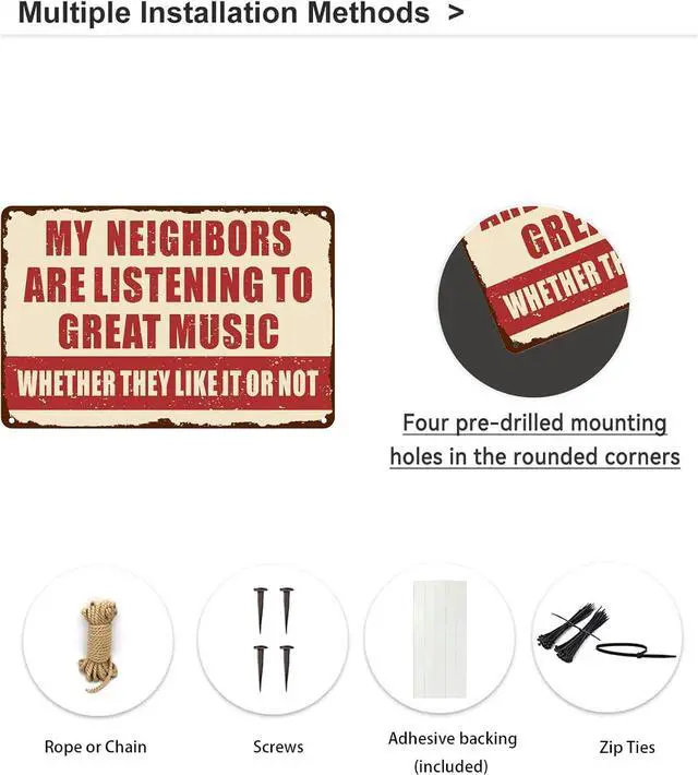 Alt view image 3 of 7 - Funny Metal Signs Music Gifts for Men, 8x12 Inch Wall Decor