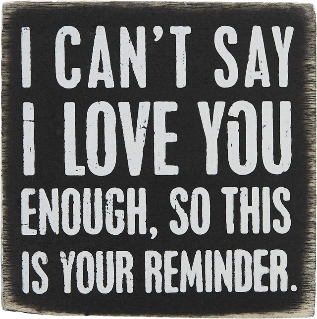 Alt view image 2 of 5 - Primitives by Kathy 23238 Chevron Trimmed Box Sign, 3 x 3-Inches, I Love You