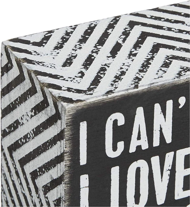 Alt view image 5 of 5 - Primitives by Kathy 23238 Chevron Trimmed Box Sign, 3 x 3-Inches, I Love You
