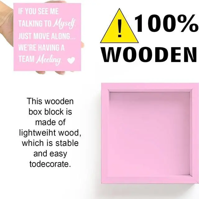 Alt view image 3 of 7 - LVQHI Talking to Myself Team Meeting Wood Sign Pink Office Desk Decor