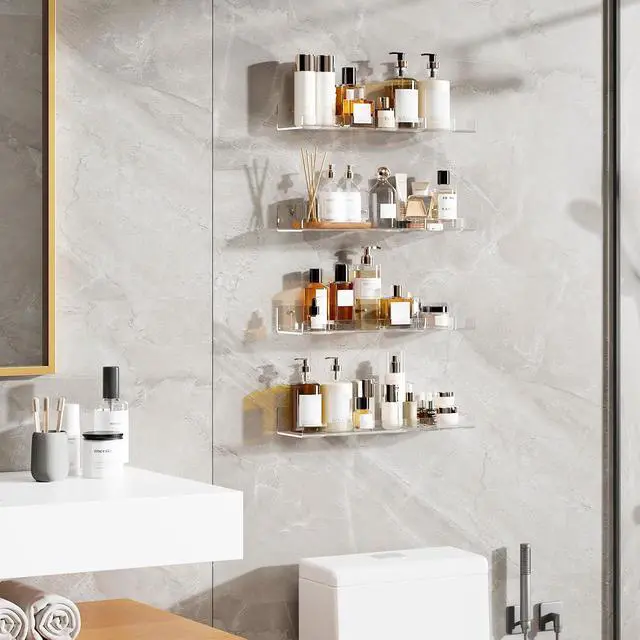 Alt view image 2 of 6 - Dooiclear 4 Pack Floating Shelves for Wall, 15" Clear Floating Wall Shelf