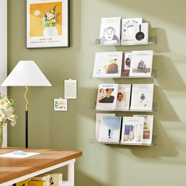 Alt view image 6 of 6 - Dooiclear 4 Pack Floating Shelves for Wall, 15" Clear Floating Wall Shelf