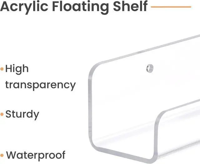 Alt view image 6 of 7 - upsimples 6 Pcs 12" Clear Acrylic Shelves, Small Shelf for Wall Display