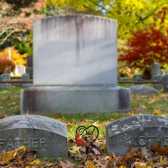 Alt view image 3 of 7 - Pinkunn Dad Memorial Stakes Grave Cemetery Decorations Heart Metal