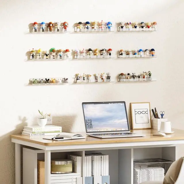 Alt view image 2 of 7 - upsimples 6 Pcs 12" Clear Acrylic Shelves, Small Shelf for Wall Display