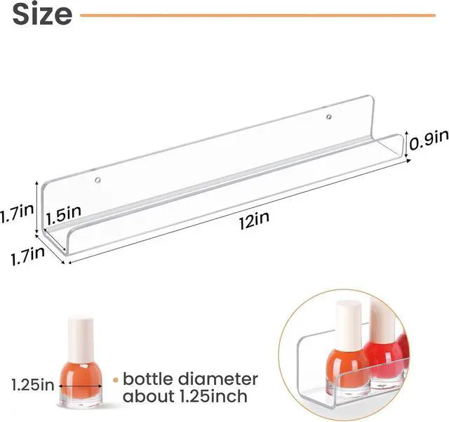 Alt view image 3 of 7 - upsimples 6 Pcs 12" Clear Acrylic Shelves, Small Shelf for Wall Display