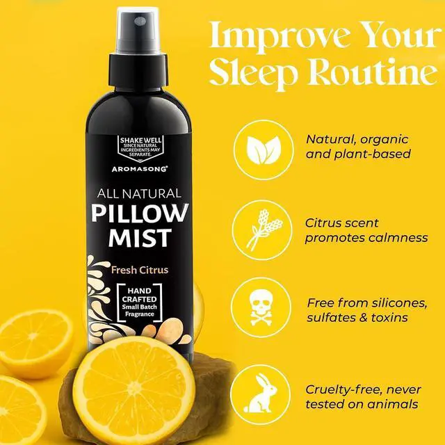 Alt view image 2 of 7 - Aromasong Fresh Citrus Pillow Spray for Sleeping - All Natural Calming Linen & Bedtime Sleep Mist for Deep Sleep - Pillow Spray Aromatherapy with Botanical Essential Oils for Relaxing Stress