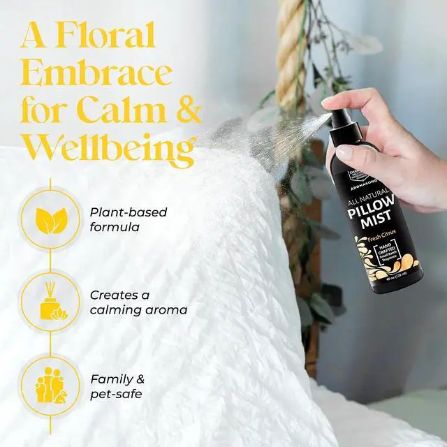 Alt view image 3 of 7 - Aromasong Fresh Citrus Pillow Spray for Sleeping - All Natural Calming Linen & Bedtime Sleep Mist for Deep Sleep - Pillow Spray Aromatherapy with Botanical Essential Oils for Relaxing Stress