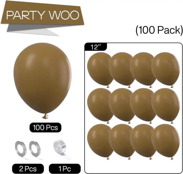 Alt view image 5 of 6 - PartyWoo Brown Balloons 100pcs Boho Neutral Coffee Tan Fall Color 12 Inch