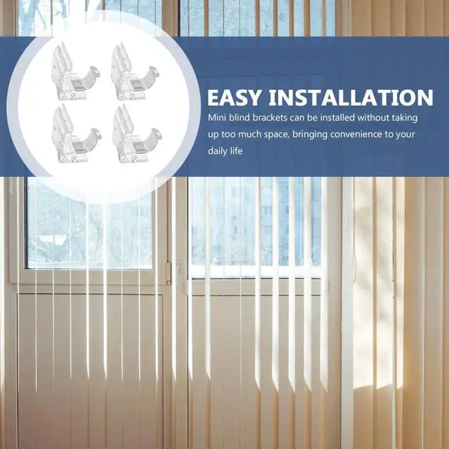 Alt view image 6 of 7 - VOSAREA Cordless Shade Blind Brackets with Clip Mini Window Blind Brackets Replacement Parts for Venetian Blinds Window Treatment Hardware 4 Pack 1.65 X 1.57 X 1.06 in
