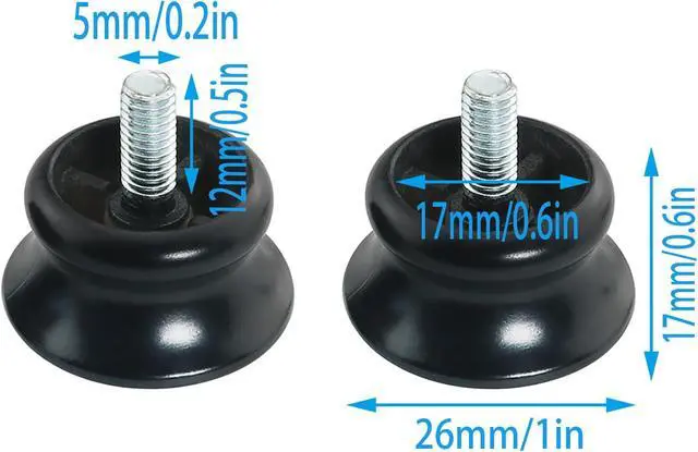 Alt view image 3 of 5 - 6PCS Curtain Rod Decorative End Caps - Round, 5/8 Inch Diameter, M5 Thread, Roman Double Rod, Small Mushroom Shaped Replacement Mini Head Cap