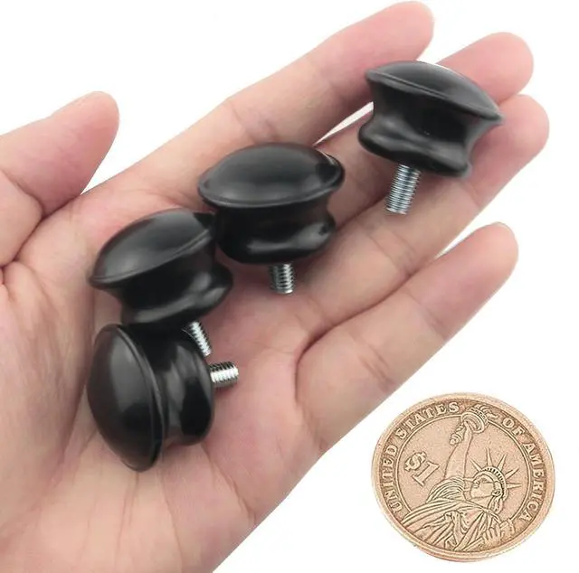 Alt view image 4 of 5 - 6PCS Curtain Rod Decorative End Caps - Round, 5/8 Inch Diameter, M5 Thread, Roman Double Rod, Small Mushroom Shaped Replacement Mini Head Cap