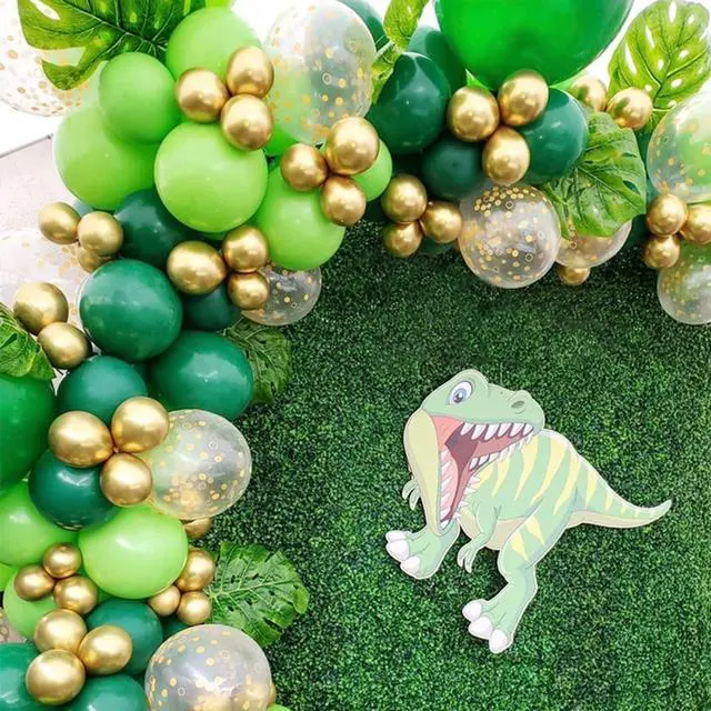 Alt view image 6 of 7 - Zesliwy Green Latex Party Balloons, 100pcs 12 inch Dark Green Balloons And Light Green Balloons with Green Ribbon for Jungle Safari Theme Birthday Party St. Patrick's Day Party