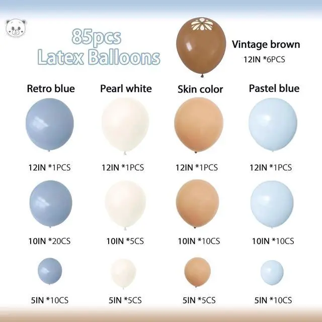 Alt view image 2 of 7 - Cielito Lindo Balloon Garland Kit - 85PCS Blue Brown White Balloons, Cielito Lindo Party Decorations for Mexican Talavera Wedding, Birthday, Baby Shower
