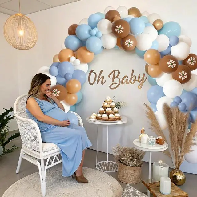 Alt view image 3 of 7 - Cielito Lindo Balloon Garland Kit - 85PCS Blue Brown White Balloons, Cielito Lindo Party Decorations for Mexican Talavera Wedding, Birthday, Baby Shower