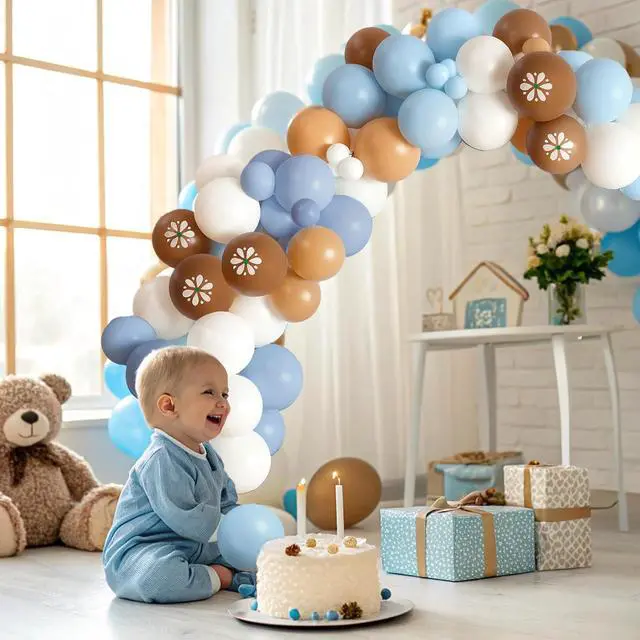 Alt view image 4 of 7 - Cielito Lindo Balloon Garland Kit - 85PCS Blue Brown White Balloons, Cielito Lindo Party Decorations for Mexican Talavera Wedding, Birthday, Baby Shower