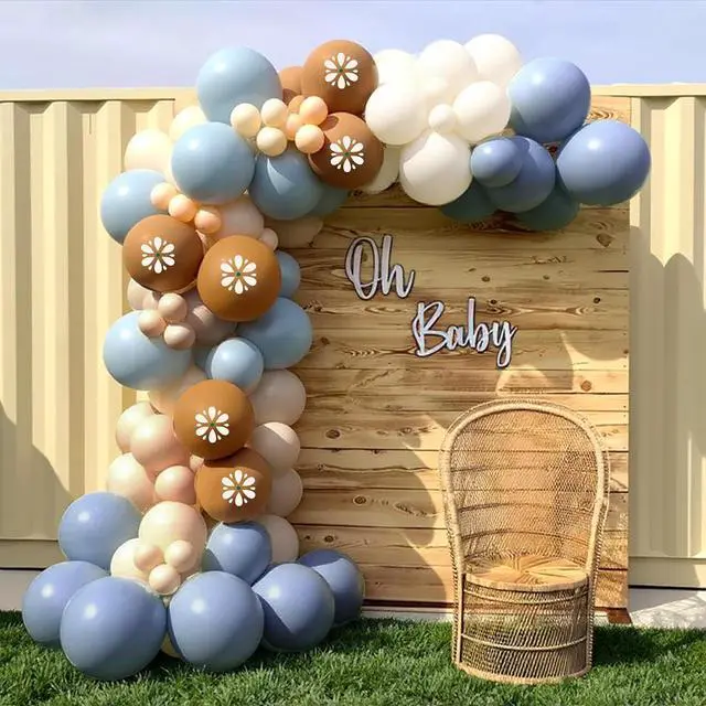 Alt view image 5 of 7 - Cielito Lindo Balloon Garland Kit - 85PCS Blue Brown White Balloons, Cielito Lindo Party Decorations for Mexican Talavera Wedding, Birthday, Baby Shower