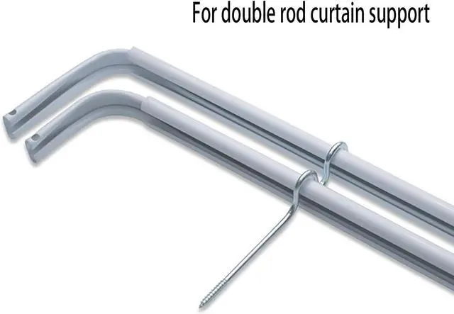 Alt view image 5 of 5 - 4PCS 4.6 Inch Double Curtain Rod Support Bracket, Double Rod Holder