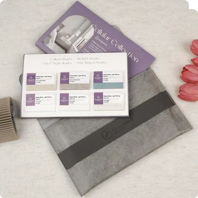 Alt view image 5 of 5 - Graywind Smart Angled Blinds Customized for Odd-Shaped Window (Fabric Samples)