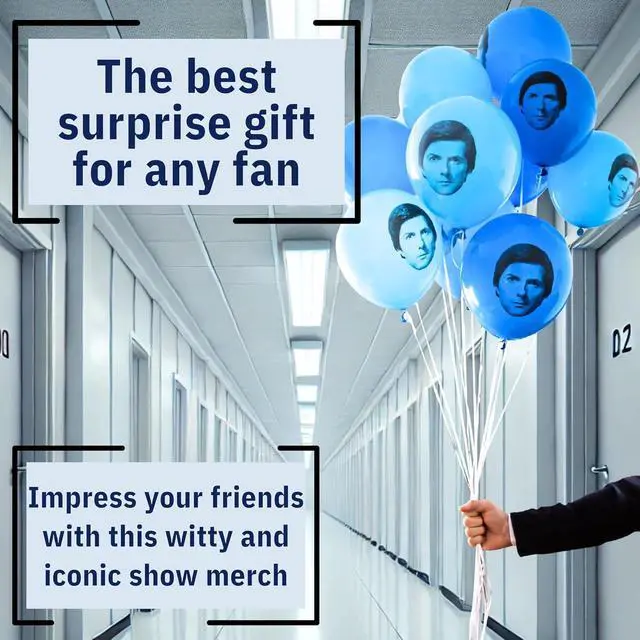 Alt view image 6 of 7 - Chillkat Severance Balloons for Birthday Party Decorations, 12 Pack Blue/Light Blue 12" with Mark S. printed, Lumon Industries, Funny Novelty Gift Ideas TV Show Merchandise (12)