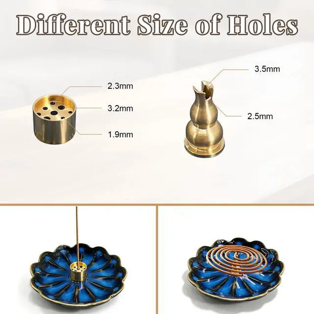 Alt view image 3 of 6 - Incense Holder for Sticks, Ceramic Tray with 2 Holes Handmade Burner