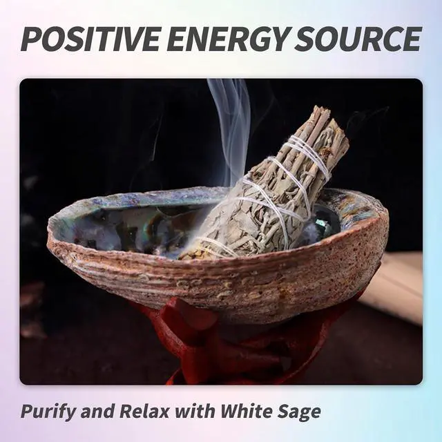 Alt view image 5 of 7 - BRBASAP Large Abalone Shell Bowl 4-4.5 Inch Natural Smudge Bowl for Sage Burning and Incense Sea Shell Smudging Bowl for Decor and Display