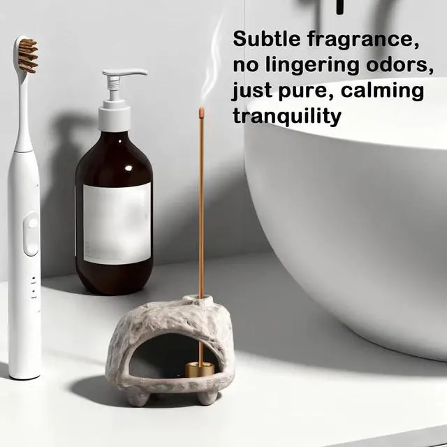 Alt view image 5 of 6 - Pottery Ash Catcher&Palo Santo Holder,Rustic Texture Incense Burner,Wood Sticks Dish,Essential Oils Bowl,Cone Burner for Meditation,Yoga,Energy Cleansing,Unique Meditation&Home Decor Gift (Taupe)