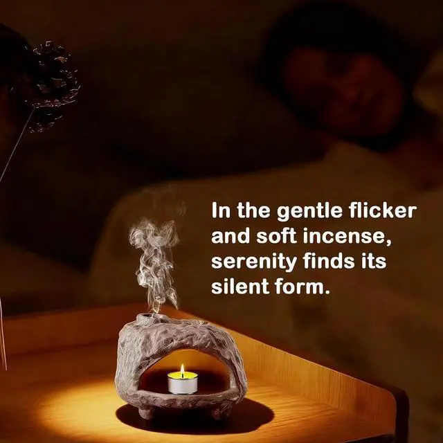 Alt view image 6 of 6 - Pottery Ash Catcher&Palo Santo Holder,Rustic Texture Incense Burner,Wood Sticks Dish,Essential Oils Bowl,Cone Burner for Meditation,Yoga,Energy Cleansing,Unique Meditation&Home Decor Gift (Taupe)