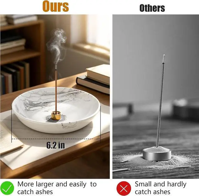Alt view image 2 of 7 - Incense Holder for Sticks Insence Bowl Round Minimalist Resin Plate 6.2