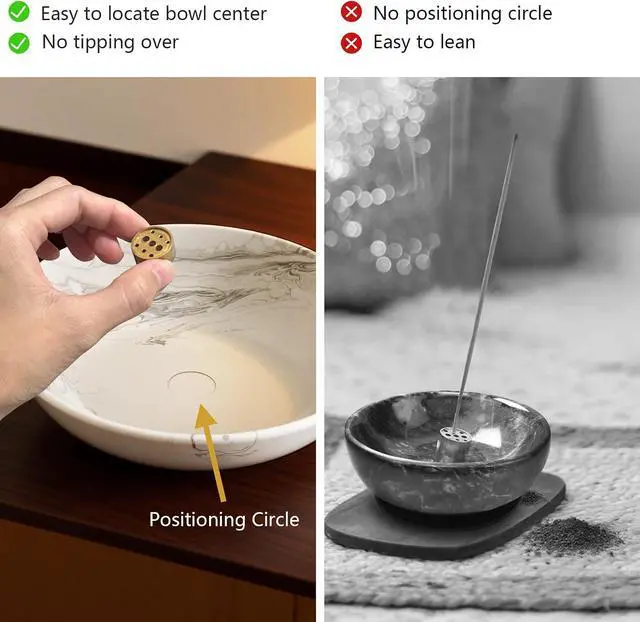 Alt view image 3 of 7 - Incense Holder for Sticks Insence Bowl Round Minimalist Resin Plate 6.2