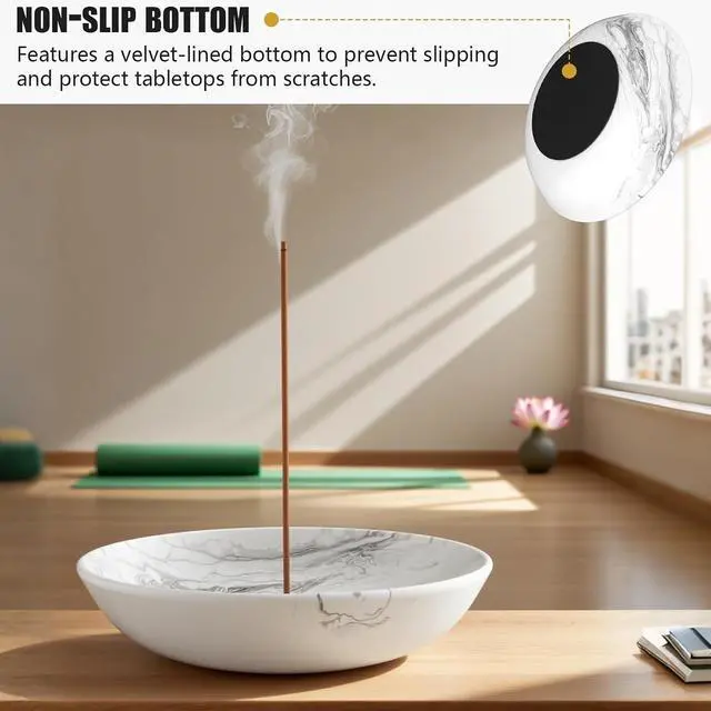Alt view image 4 of 7 - Incense Holder for Sticks Insence Bowl Round Minimalist Resin Plate 6.2