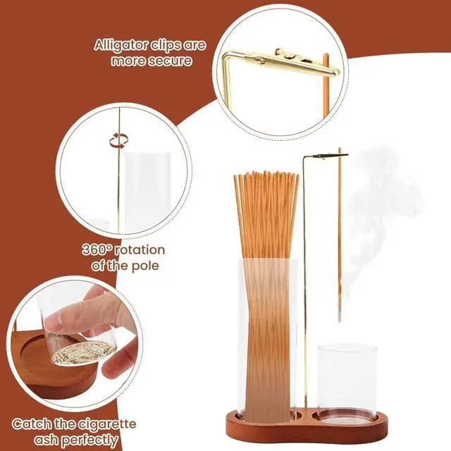 Alt view image 3 of 7 - 2 in 1 Glass Incense Holder, Incense Sticks Burner Holder with Storage
