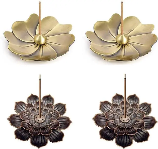 Main image of 4PCS Lotus Brass Stick Incense Burner Holder,Sandalwood Burner, Stick Censer Household Yoga Studios Buddhism Nasturtium Incense Line Holder