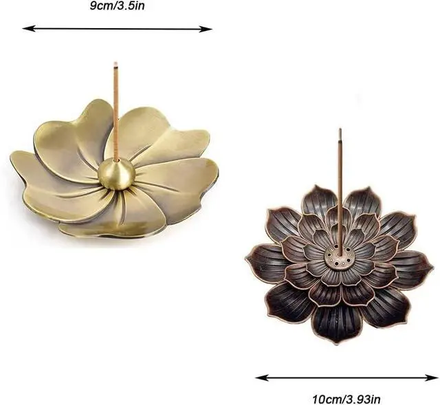 Alt view image 4 of 7 - 4PCS Lotus Brass Stick Incense Burner Holder,Sandalwood Burner, Stick Censer Household Yoga Studios Buddhism Nasturtium Incense Line Holder