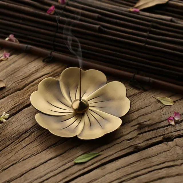 Alt view image 3 of 7 - 4PCS Lotus Brass Stick Incense Burner Holder,Sandalwood Burner, Stick Censer Household Yoga Studios Buddhism Nasturtium Incense Line Holder