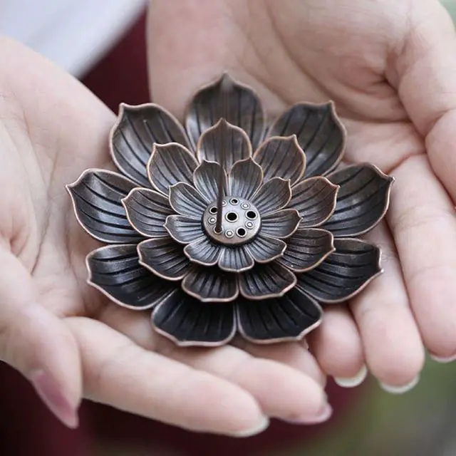 Alt view image 5 of 7 - 4PCS Lotus Brass Stick Incense Burner Holder,Sandalwood Burner, Stick Censer Household Yoga Studios Buddhism Nasturtium Incense Line Holder