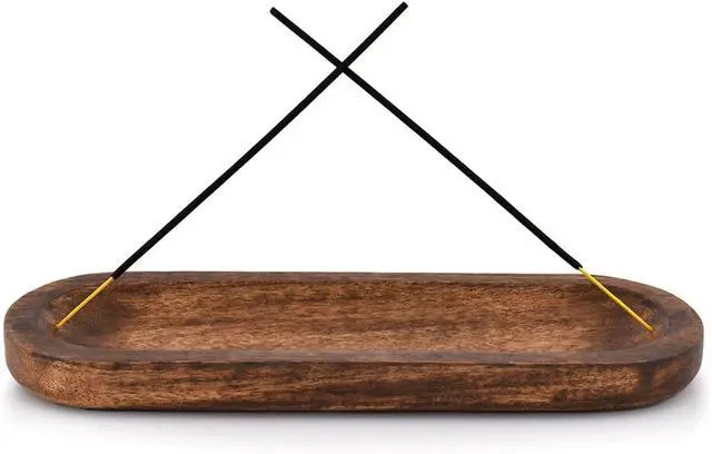 Main image of Kaizen Casa Incense Burner Stick Holder Ash Catcher Wooden Handmade Modern Gift Wood Home Decor Size (11" X 4" X 1")