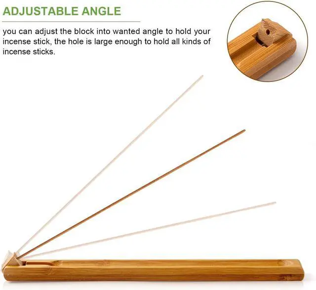 Alt view image 2 of 7 - Bamboo Wood Incense Holder for Sticks with Adjustable Angle, Incense Burner with Ash Catcher, 9.8 Inches