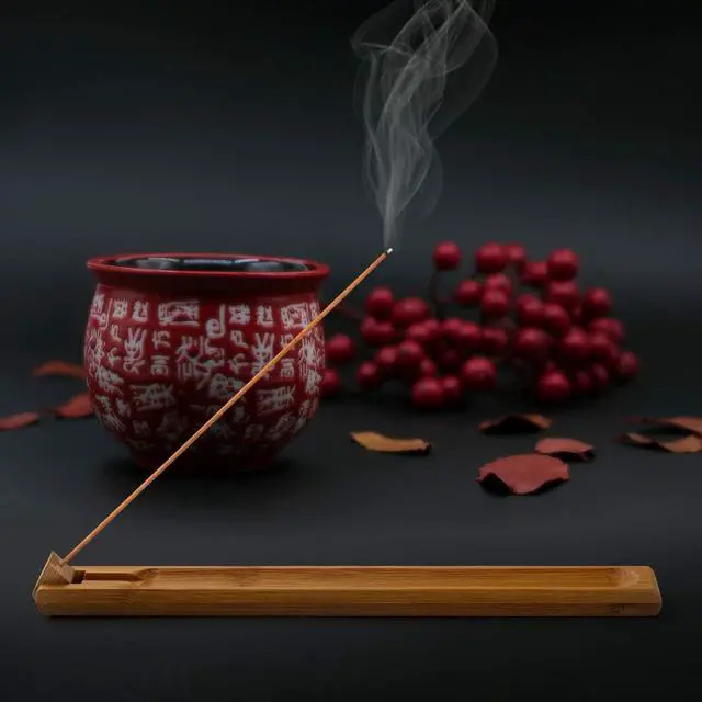 Alt view image 6 of 7 - Bamboo Wood Incense Holder for Sticks with Adjustable Angle, Incense Burner with Ash Catcher, 9.8 Inches