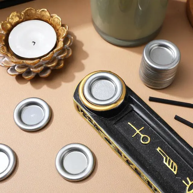 Alt view image 6 of 7 - 50pcs Tower Incense Tray Incense Holder Incense Cone Tray Decor Decorative Incense Burner Incense Cones Holder Metal Incense Cone Tray Incense Burner Adornment Aluminum Alloy