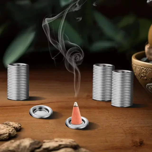 Alt view image 7 of 7 - 50pcs Tower Incense Tray Incense Holder Incense Cone Tray Decor Decorative Incense Burner Incense Cones Holder Metal Incense Cone Tray Incense Burner Adornment Aluminum Alloy
