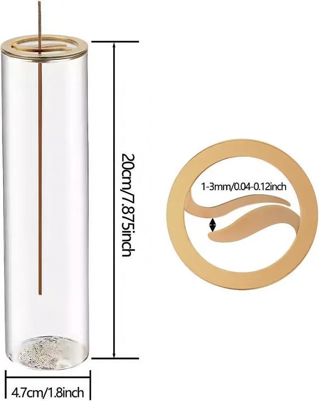 Alt view image 2 of 7 - Glass Incense Holder,Incense Burner for Sticks with Ash Catcher,Incense Stick Burner for Meditation and Yoga Room (Golden Leaf)