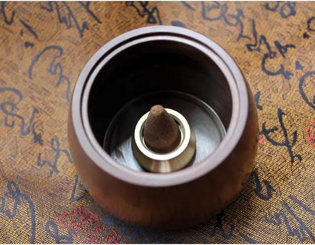 Alt view image 5 of 6 - Acxico 3Pcs Mini Dual-Purpose Copper Incense Cone Stick Burner Plate Holder Censer Tower Bowl Home Decoration