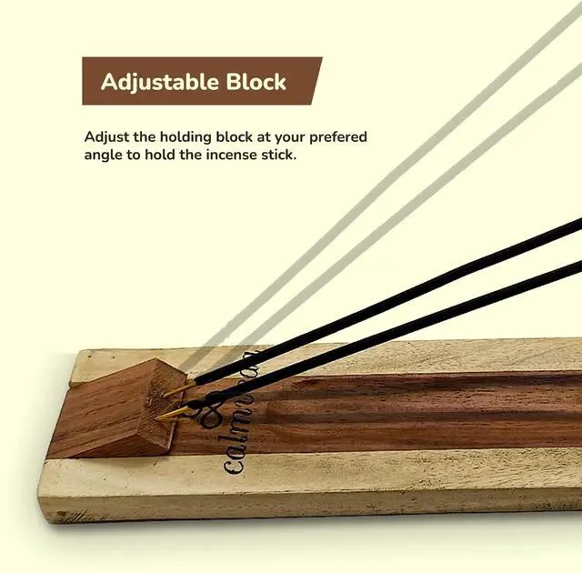 Alt view image 3 of 6 - CALMVEDA Rosewood Incense Holder for 2 Sticks & Cones - 11 inch, Handmade