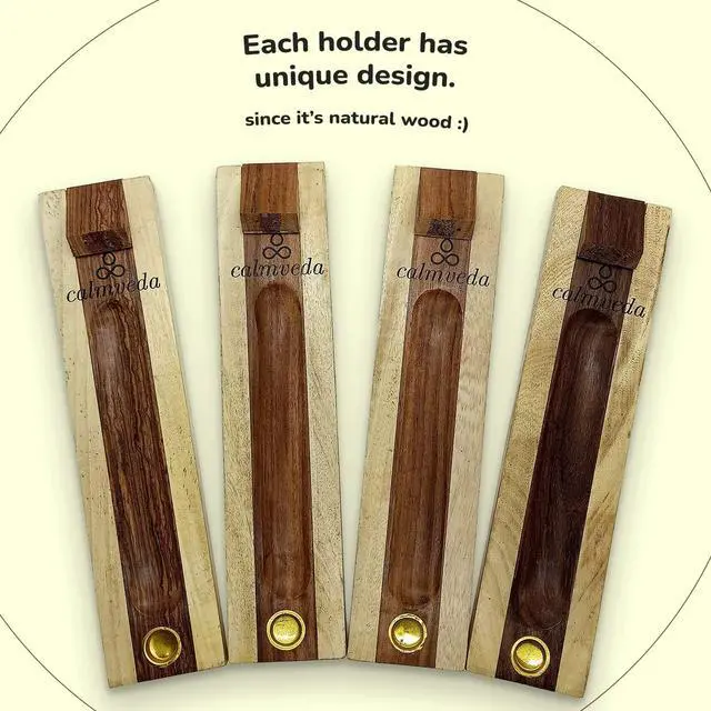 Alt view image 6 of 6 - CALMVEDA Rosewood Incense Holder for 2 Sticks & Cones - 11 inch, Handmade