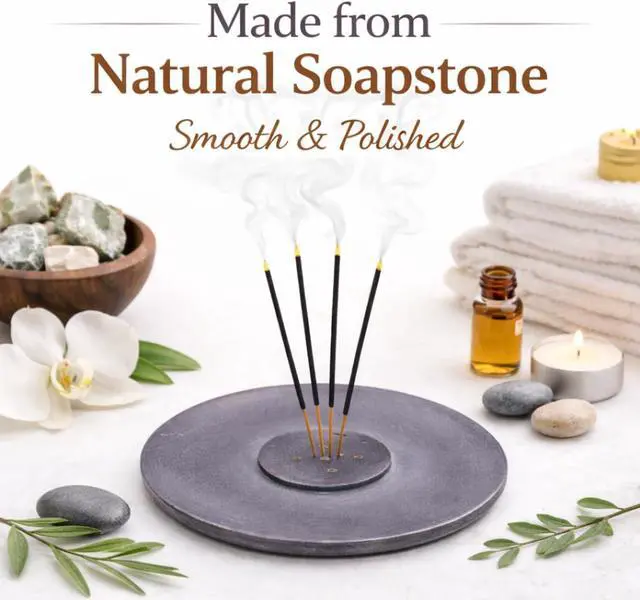 Alt view image 5 of 7 - Handmade Natural Grey Marble Incense Stick Holder