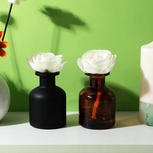 Alt view image 2 of 7 - 2Pcs Camellia Flower Diffuser Sticks with Cotton Wick Beige Floral Reed Diffuser for Essential Oils Home Office Scented Room Fragrance Decor