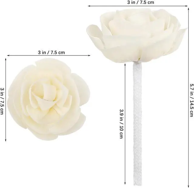 Alt view image 4 of 7 - 2Pcs Camellia Flower Diffuser Sticks with Cotton Wick Beige Floral Reed Diffuser for Essential Oils Home Office Scented Room Fragrance Decor