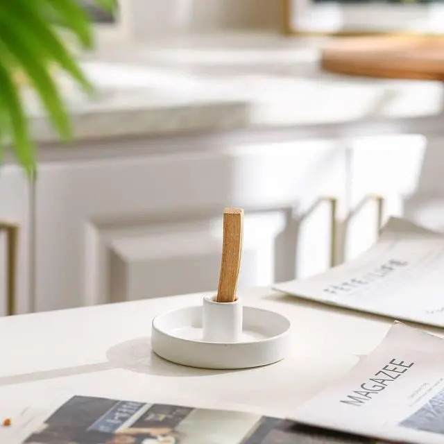 Alt view image 3 of 7 - Palo Santo Holder, Ceramic Incense Holder for Palo Santo Sticks, Scent Wood Stand and Ash Catcher, Simple, Sturdy and Well Made Incense Burner, Cozy Speckled White