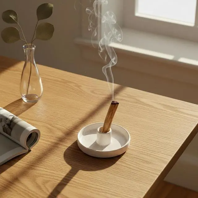Alt view image 5 of 7 - Palo Santo Holder, Ceramic Incense Holder for Palo Santo Sticks, Scent Wood Stand and Ash Catcher, Simple, Sturdy and Well Made Incense Burner, Cozy Speckled White